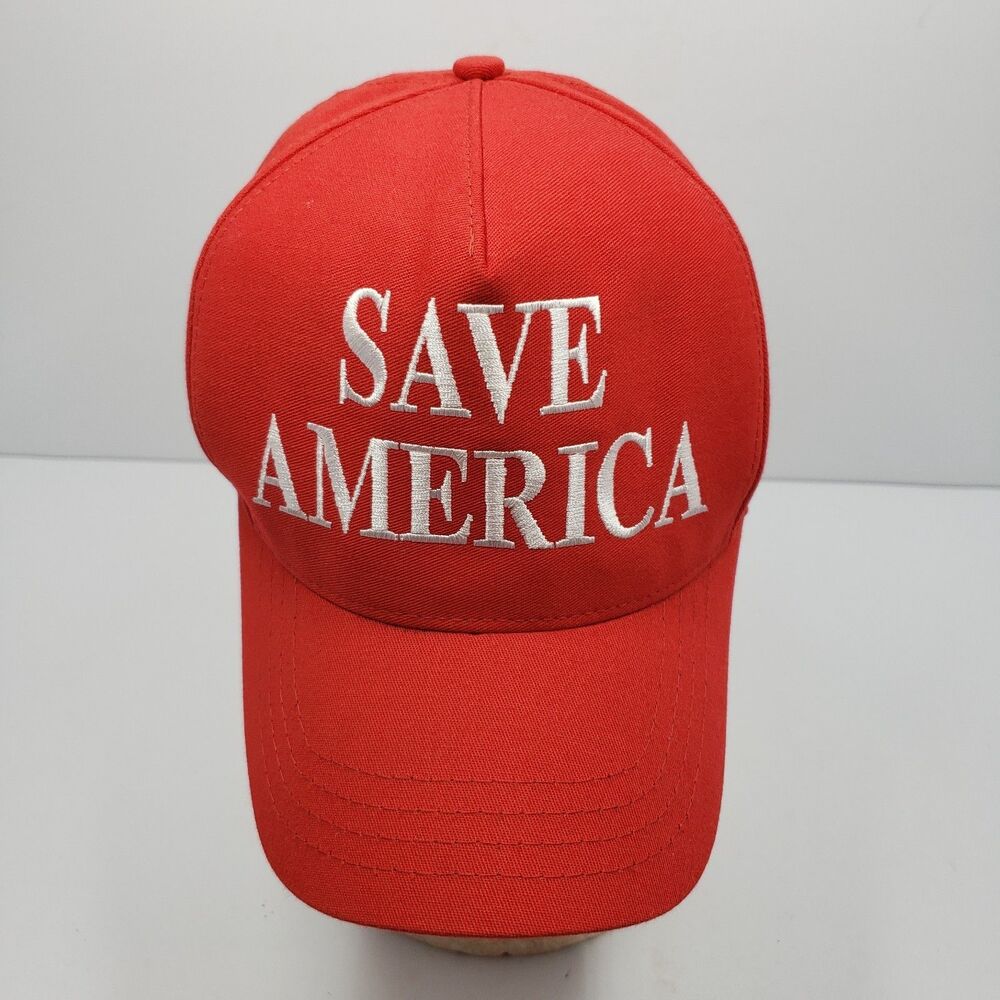 Cali-Fame Save America Snapback Hat Red Trump Campaign Cap Green Under USA Made